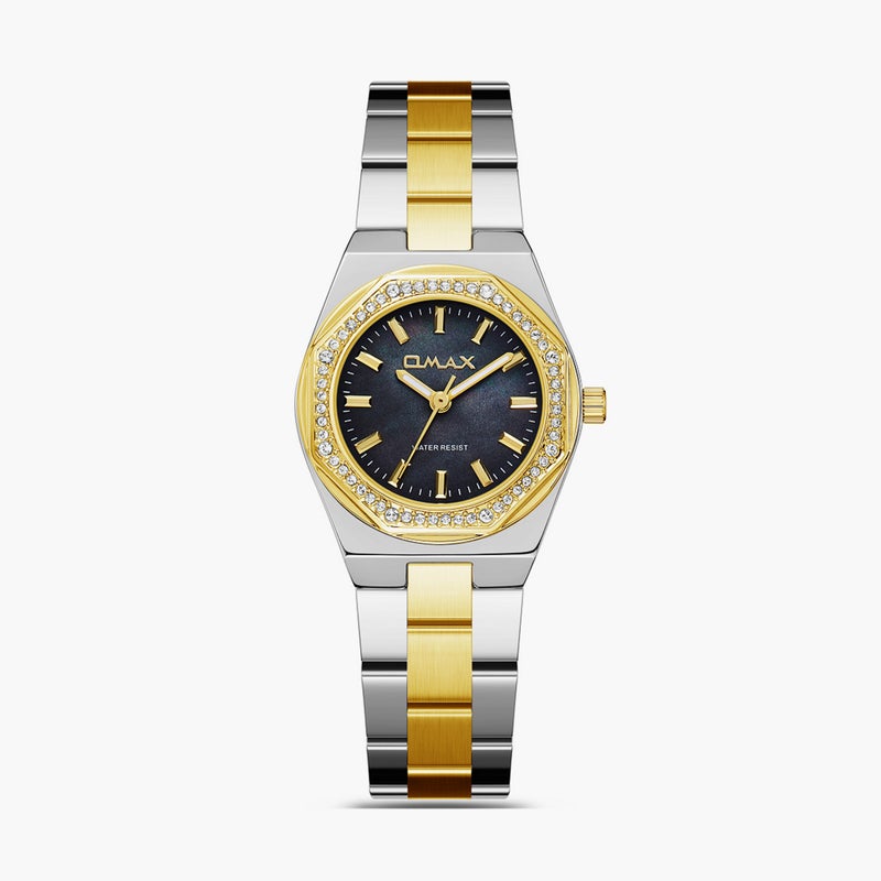 OMAX ساعة أومكس النسائية التناظرية ذات اللونين - Image 1